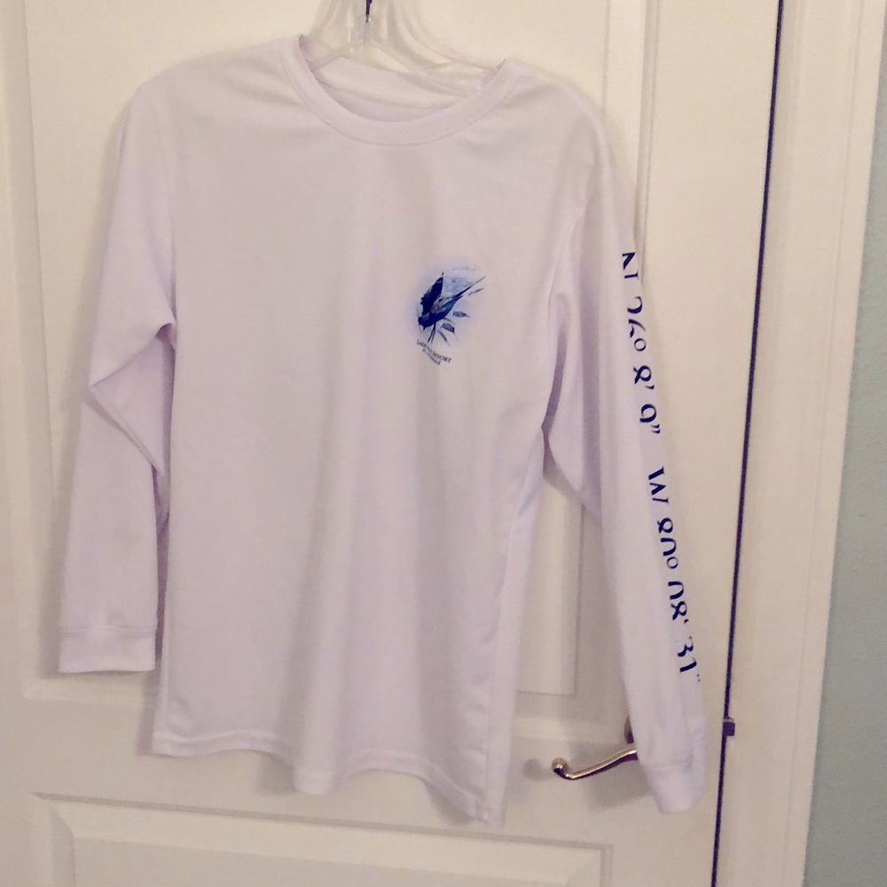 Lago Mar Resort fishing shirt. UPF 40. Moisture wicking material